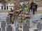 Lviv, Ukraine - March 9, 2022: Servicemen carry coffins during funerals of Ukrainian servicemen killed during Russia`s invasion o