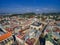 LVIV, UKRAINE - SEPTEMBER 08, 2016: Lviv Downtown with Lviv Latin Cathedral and City Hall Tower with High Castle in Background.