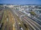 LVIV, UKRAINE - SEPTEMBER 12, 2016: Lviv Railway Station with Roof. Public Transport.