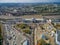 LVIV, UKRAINE - SEPTEMBER 12, 2016: Lviv Railway Station with Roof. Public Transport. Tram, Bus, Train