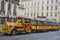 Lviv, Ukraine - September 30, 2016: Tourist trains for city tours