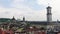 Lvov, Ukraine. Panorama of the ancient city. The roofs of old buildings. Ukraine Lviv City Council, Dominican Church