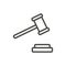 Lw gavel icon vector. Line court symbol.