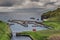 Lybster harbor and cliffs to its south, Scotland.