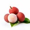 Lychee Fruit And Leaf Product Photography On White Background