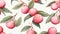 Lychee Pattern: Pink Tropical Fruit In Watercolour Style