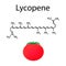Lycopene is a chemical molecular formula. tomato. Vector illustration on isolated background.