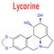 Lycorine alkaloid molecule. Found in Amaryllidaceae plants, including lilies and daffodils. Skeletal formula.