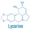 Lycorine alkaloid molecule. Found in Amaryllidaceae plants, including lilies and daffodils. Skeletal formula.