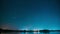 Lyepyel District, Vitebsk Province, Belarus. Real Colorful Night Stars Above Lepel Lake. Natural Starry Sky Background