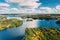 Lyepyel District, Vitebsk Region, Belarus. Aerial View Of Lyepyel Cityscape Skyline In Summer Day. Sunny Sky Above Lepel