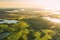 Lyepyel District, Vitebsk Region, Belarus. Aerial View Of Sunset Sunrise Above Residential Area With Houses In