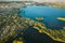 Lyepyel, Lepel Lake, Beloozerny District, Vitebsk Region. Aerial View Of Lyepyel Cityscape Skyline In Autumn Morning