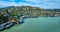 Lyford Cove around Tiburon city with houses on hillside wide aerial view