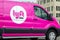 Lyft Pink and White Van in Detroit