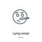 Lying emoji outline vector icon. Thin line black lying emoji icon, flat vector simple element illustration from editable emoji