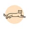 Lying happy cat color line icon. Pictogram for web page