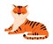 Lying Striped Tiger with Orange Fur Vector Illustration