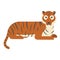 Lying tiger flat illustration on white