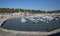 Lyme Regis Dorset England UK with boats on a beautiful calm still day on the English Jurassic Coast