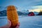 Lyngen fjord and mountain in Northern Norway with smoked sheep cow cheese
