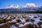 Lyngen fjord and mountain in Northern Norway with smoked sheep cow cheese