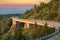 Lynn Cove Viaduct, scenic sunrise, north carolina