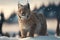 Lynx in deep snow. Generative AI