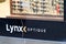 Lynx optique logo and text shop sign store french brand Optician glasses