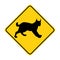 Lynx silhouette animal traffic sign yellow vector