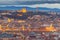 Lyon. Aerial view of the city at night.