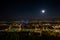 Lyon city panorama by night a day of full moon, great !