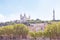 Lyon cityscape with basilica on the Fourviere hill