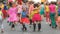 Lyon / France - September 16 2018: Biennial dance parade, colored groups parade in the streets of Lyon on the theme a parade for