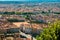 Lyon panorama elevated view on sunny day. Aerial panoramic view of Lyon with the skyline. Bellecour Square And Place Poncet, Lyon