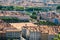 Lyon panorama elevated view on sunny day. Aerial panoramic view of Lyon with the skyline. Bellecour Square And Place Poncet, Lyon