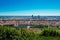 Lyon panorama elevated view on sunny day. Aerial panoramic view of Lyon with the skyline. Top view of Lyon cityscape with Pont