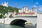 Lyon and Saone river in a summer day