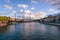 Lyon scenic view on river Saone with Passerelle Saint-Vincent