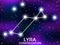 Lyra constellation. Starry night sky. Cluster of stars and galaxies. Deep space. Vector