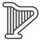 Lyra line icon. Harp symbol, outline style pictogram on white background. Patrick day and music sign for mobile concept