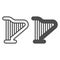 Lyra line and solid icon. Harp outline style pictogram on white background. Patrick day and music for mobile concept and