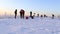 Lysa Hora, Beskydy / Czech Republic - 8. February 2020: Men and women take a pictures of themselves in various poses on peak of Ly