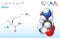 Lysine (Lys, K) amino acid molecule. (Chemical formula C6H14N2O2)