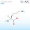 Lysine (Lys, K) amino acid molecule. (Chemical formula C6H14N2O2)