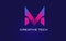 M Initial Letter Logo Design with Digital Pixels in Blue Purple