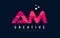 AM A M Letter Logo with Purple Low Poly Pink Triangles Concept