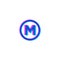 M letter. M flat monogram. Stereo monogram in the circle. Stereoscopic symbol.