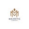 M logotype icon MM logo with crown element symbol in trendy minimal elegant and luxury style