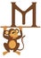 M for Monkey. Vector illustration of educational alphabet.